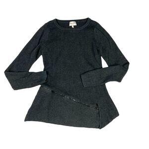 Laundry by Shelli Segal Sweater Ribbed Knit Crew Neck Asymmetrical Zip Women's M